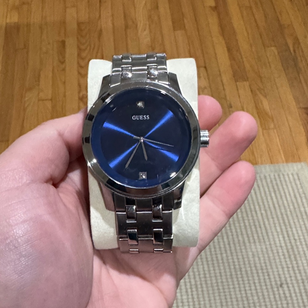 Guess Blue Dial Silver Watch